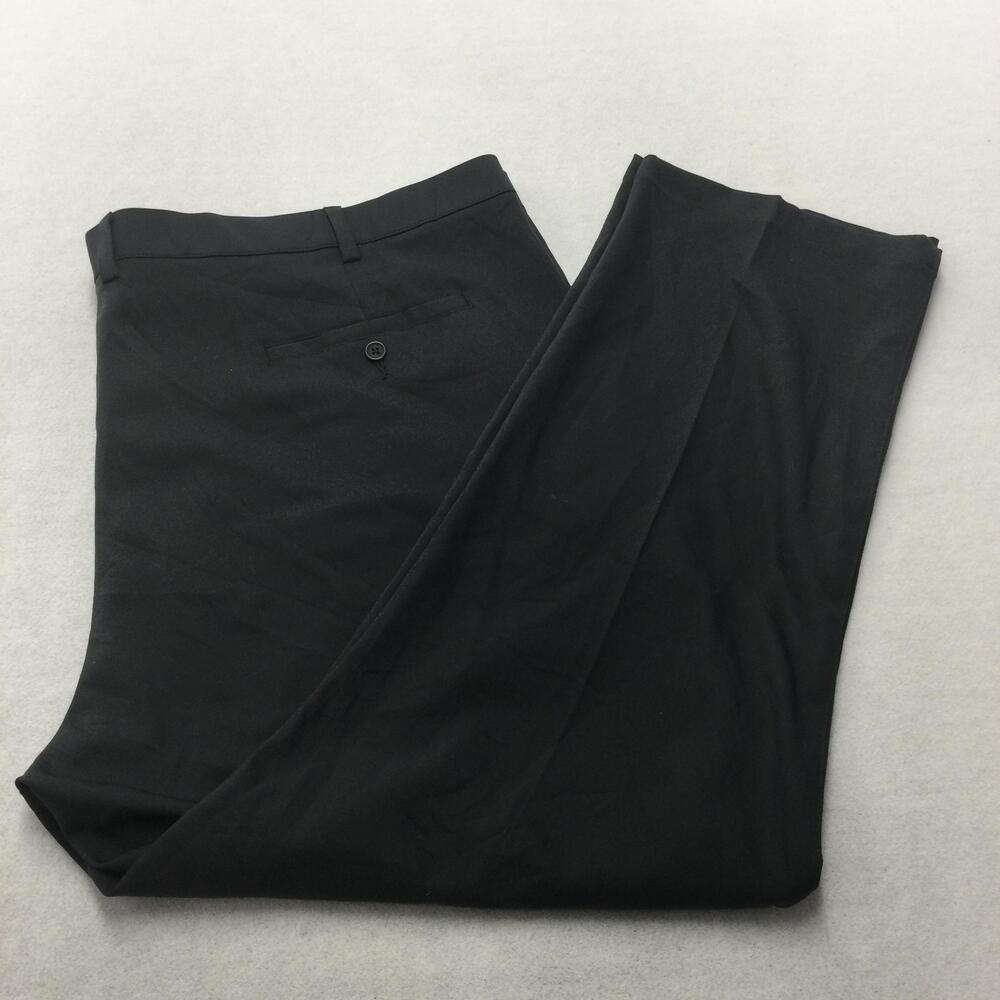 Oobe Pants Mens 50x30 Black Classic Fit Microfiber Dress Straight Leg Slacks